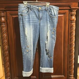 Democracy Cuffed Embellished Jeans Sz 12 EUC